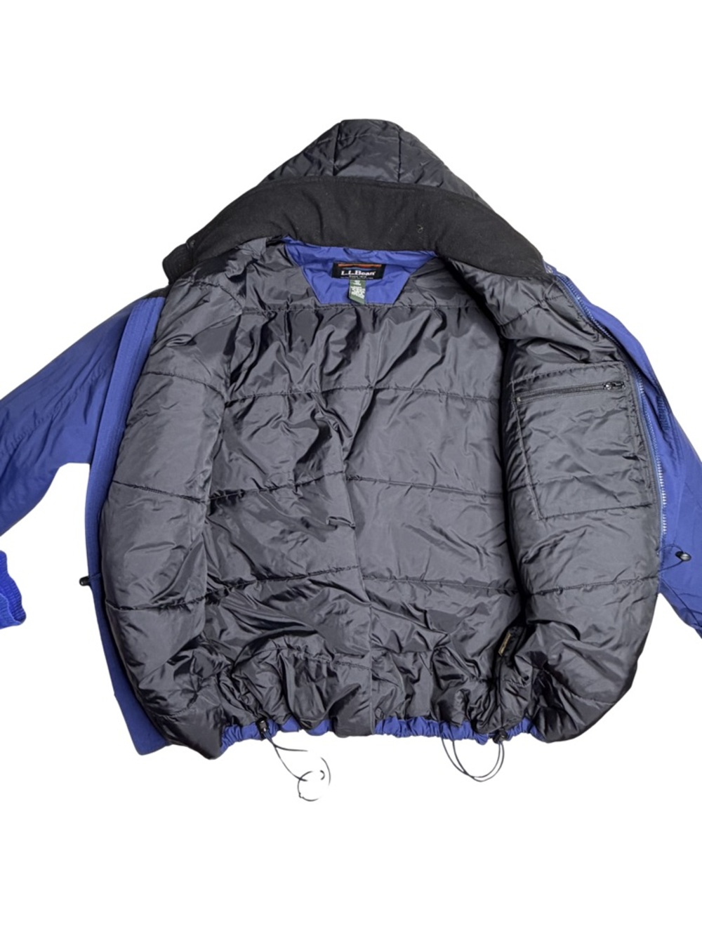 LL Bean Mens Large Insulated Jacket Blue Thinsulate Winter Coat Outdoor Hooded - Picture 3 of 5